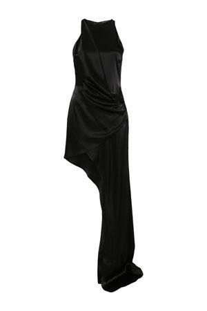 Black draped asymmetric maxi dress DAVID KOMA | PF24DK17DABLACK